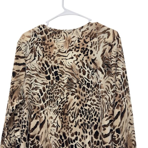 Dressbarn Womens Animal Print V-Neck Top Blouse 14-16 Ring Accent Pleated Fabric - Picture 7 of 9